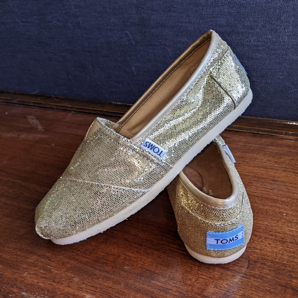 TOMS Gold Glitter Classic Alpargarta